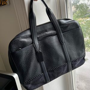 COACH Slate Blue laptop bag in leather/suede RETAIL